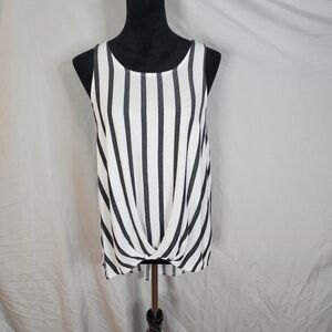 UMGEE USA Size Small Asymmetrical Drop Tail Black Striped Soft Touch Tank Top
